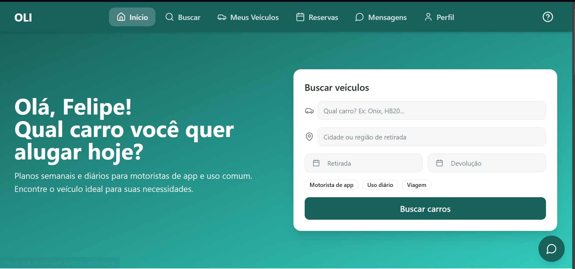 Home do OLI Locações